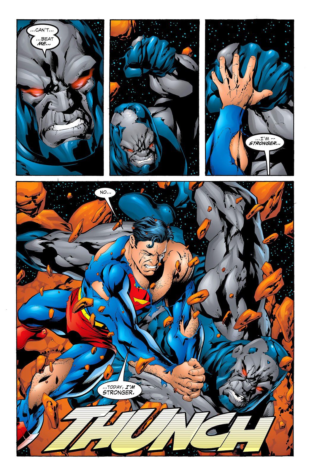 It takes all of Superman's might be neck and neck with the Darkseid