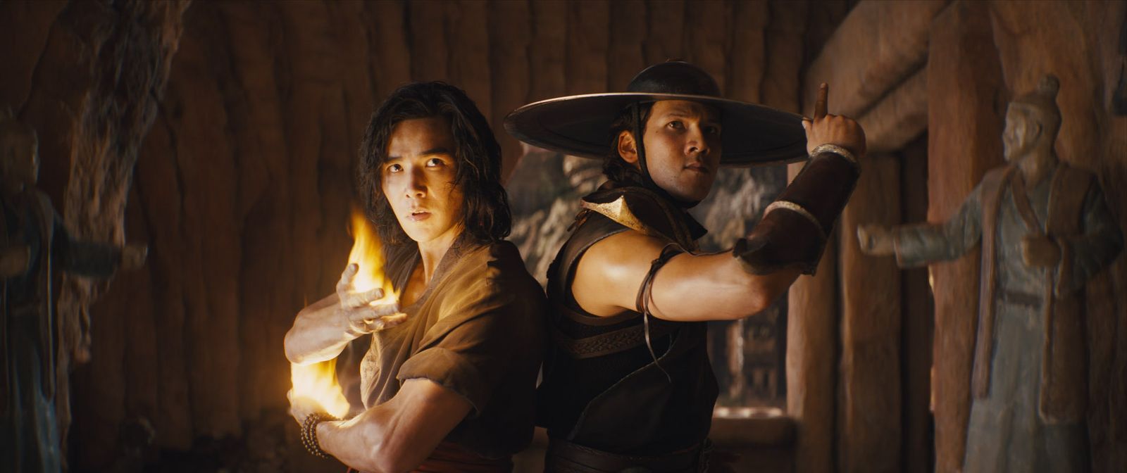 (L-r) LUDI LIN as Liu Kang and MAX HUANG as Kung Lao in New Line Cinema’s action adventure “Mortal Kombat,” a Warner Bros. Pictures release. 