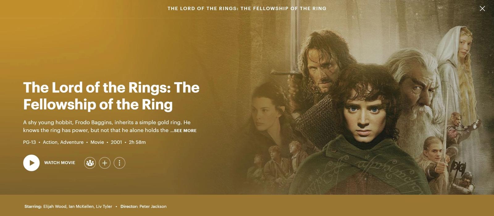 The Lord of the Rings streaming on hulu banner