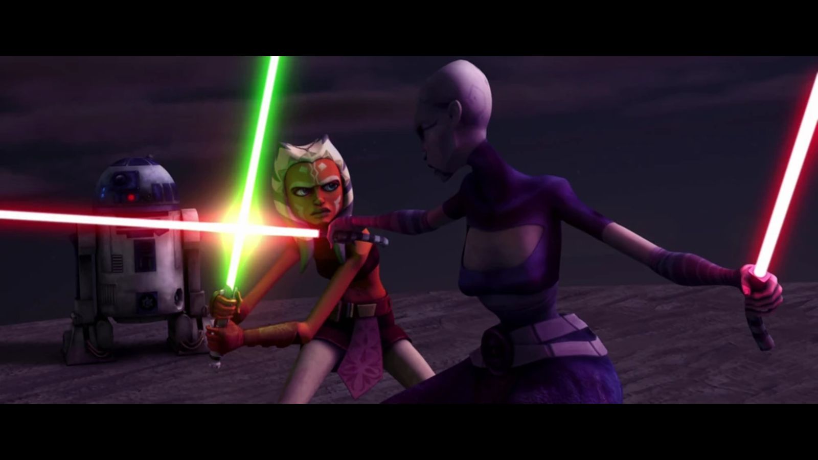 Ahsoka vs Ventress Teth in The Clone Wars animated series
