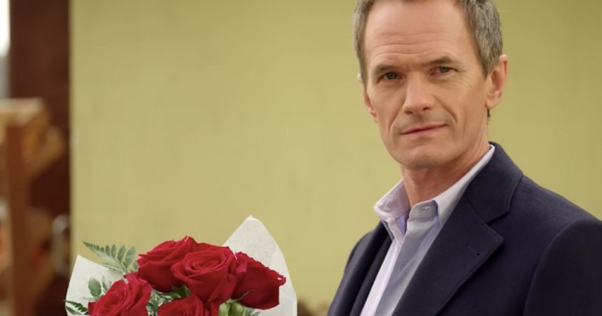 Uncoupled neil patrick harris as michael holding red roses and smirking