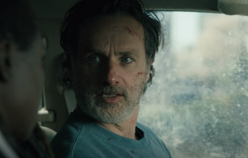 Rick scared of Roomba: Andrew Lincoln as Rick Grimes in The Walking Dead: The Ones Who Live
