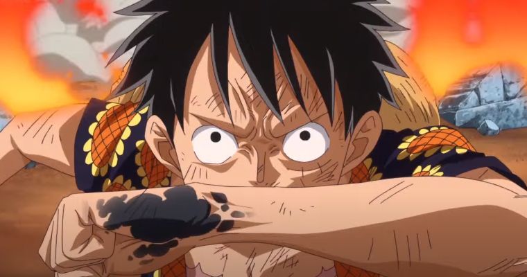 Luffy fighting in One Piece Chapter 1,045
