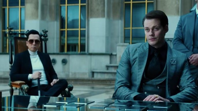 Donnie Yen as Caine, Bill Skarsgård as The Marquis de Gramont in John Wick: Chapter 4