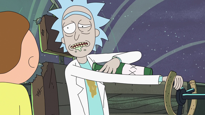 rick sanchez with drool on his mouth