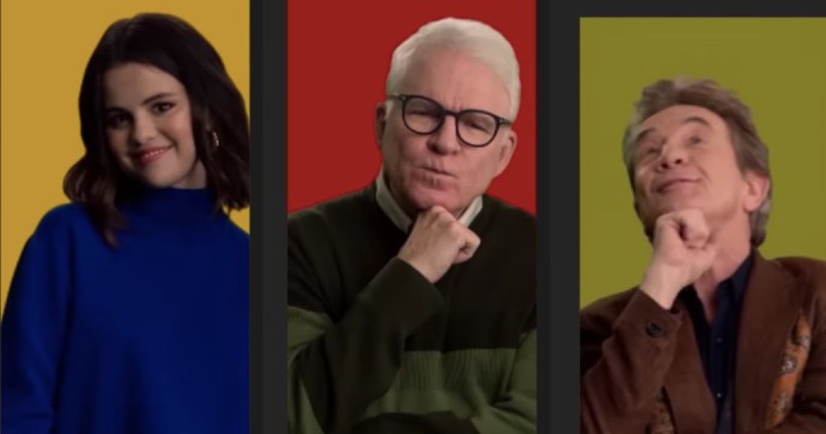 Selena Gomez as Mabel Mora, Steve Martin as Charles-Haden Savage, Martin Short as Oliver Putnam in Only Murders in the Building Season 2