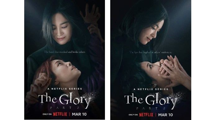 Song Hye Kyo as Moon Dong Eun, Cha Joo Young as Choi Hye Jeon),
Kim Hieora as Lee Sa Ra in The Glory 2 official posters
