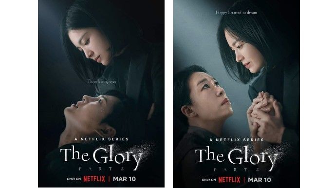 Song Hye Kyo as Moon Dong Eun, Park Sung Hoon as Jeon Jae Joon, Yeom Hye Ran as Kang Hyun Nam in The Glory 2 official posters