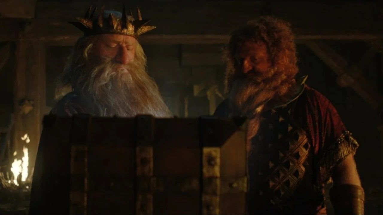 Peter Mullan and Owain Arthur in The Lord of the Rings: The Rings of Power