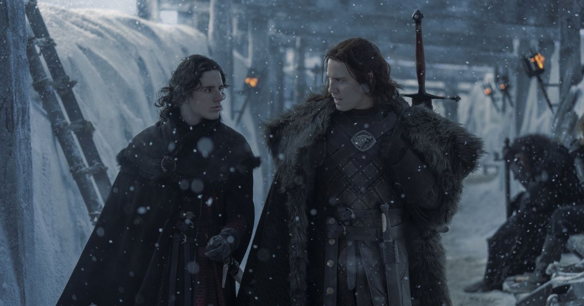 Cregan Stark (Tom Taylor) and Prince Jacaerys (Harry Collett) in Winterfell