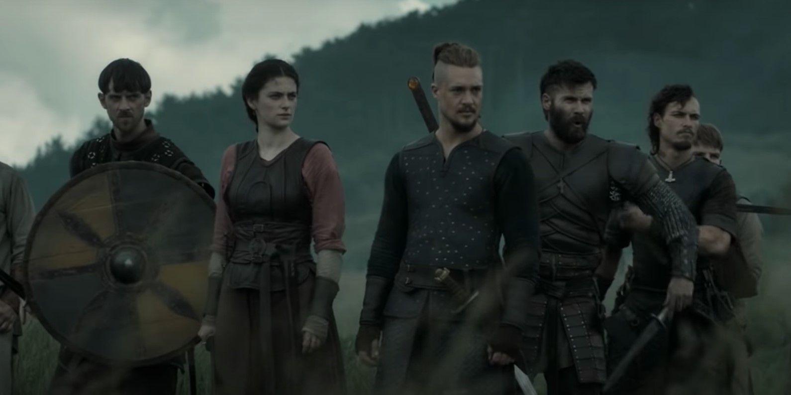 Uhtred and his friends preparing for battle