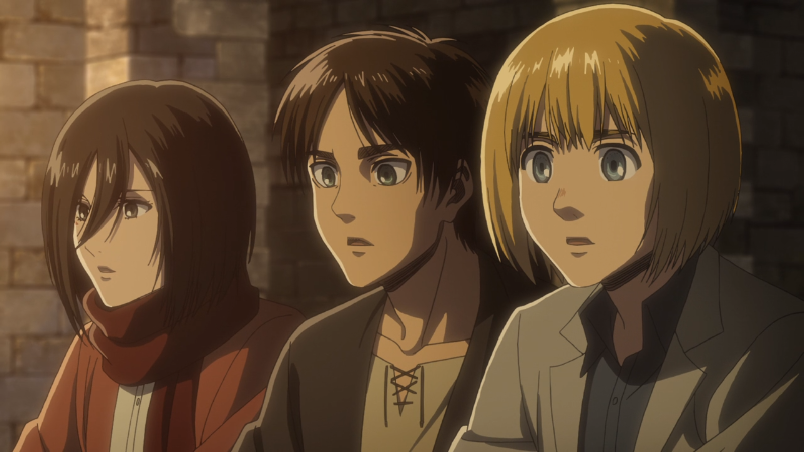 Attack on Titan Mikasa, Eren and Armin