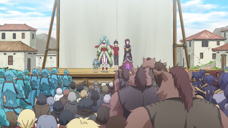 Makoto meeting his new villagers in Episode 3 of Tsukimichi: Moonlit Fantasy. Photo from C2C.