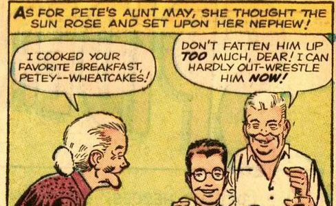 Peter Parker eating wheatcakes