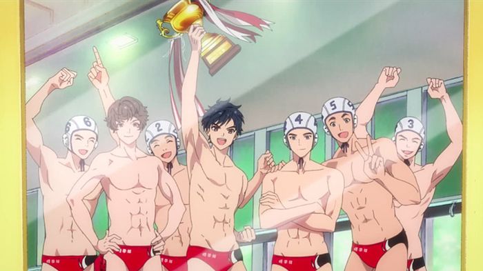 Minato's junior high water polo team from Re-Main. Photo from MAPPA.