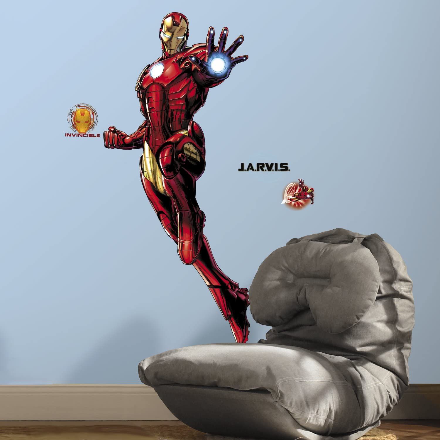 RoomMates RMK3172GM Marvel Iron Man Peel and Stick Giant Wall Decals With Glow in the Dark