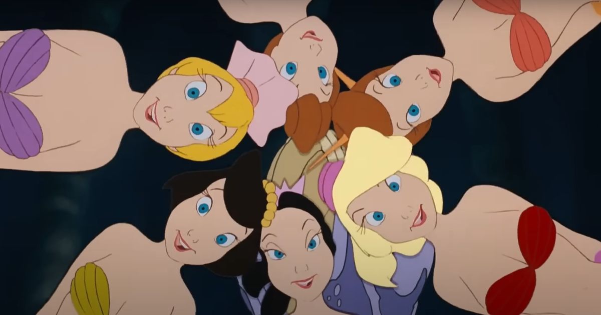 Ariel's sisters smiling in the animated version