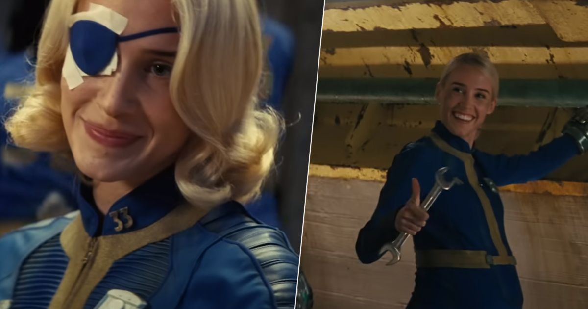 Split-image showing Steph Harper in Amazon's Fallout series