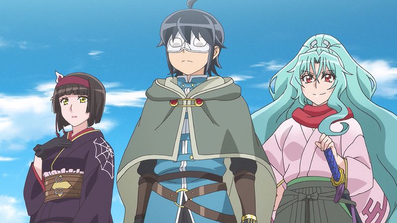 Mio, Makoto, and Tomoe on their way to the human village in Episode 3 of Tsukimichi: Moonlit Fantasy. Photo from C2C.