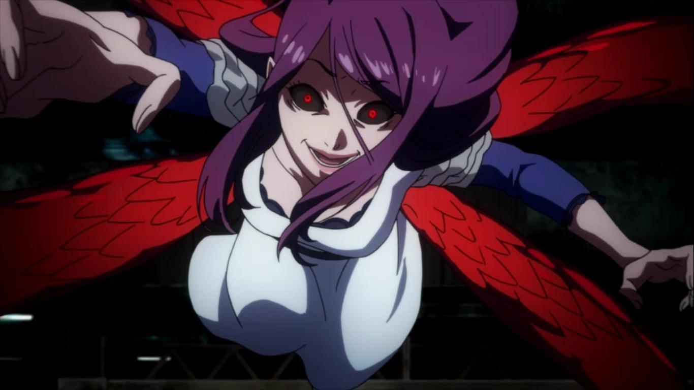 Rize attacking with her kagune visible.