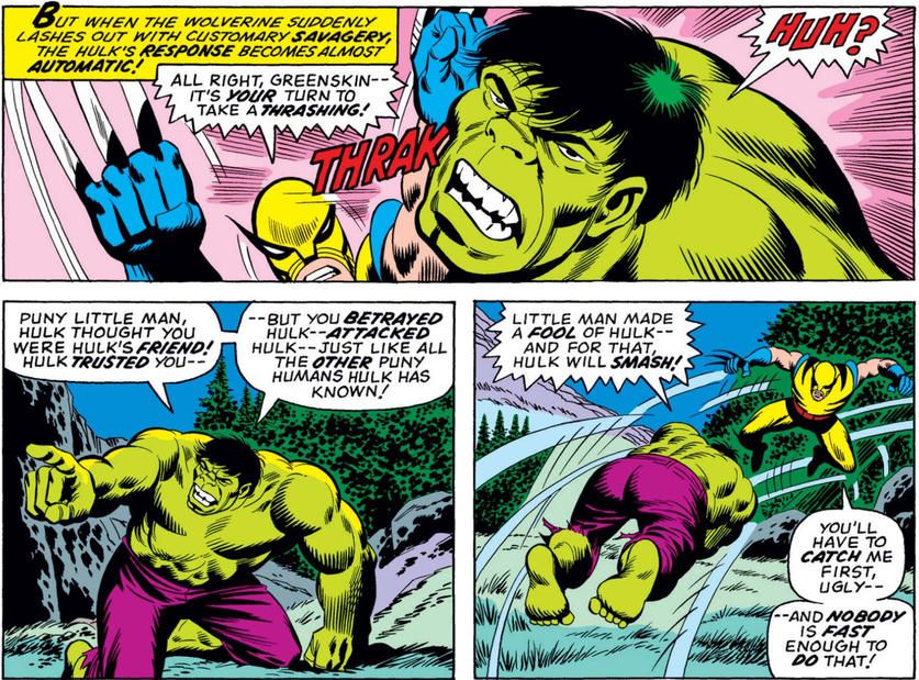 Wolverine appearing in The Incredible Hulk issue 181
