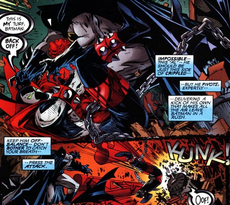 The first of many encounters between Spawn and Batman.