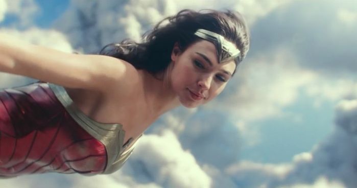 Diana Prince learning how to fly.