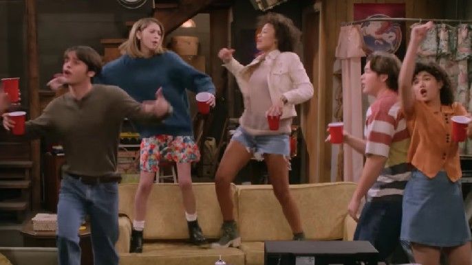 That '90s Show cast dancing in basement